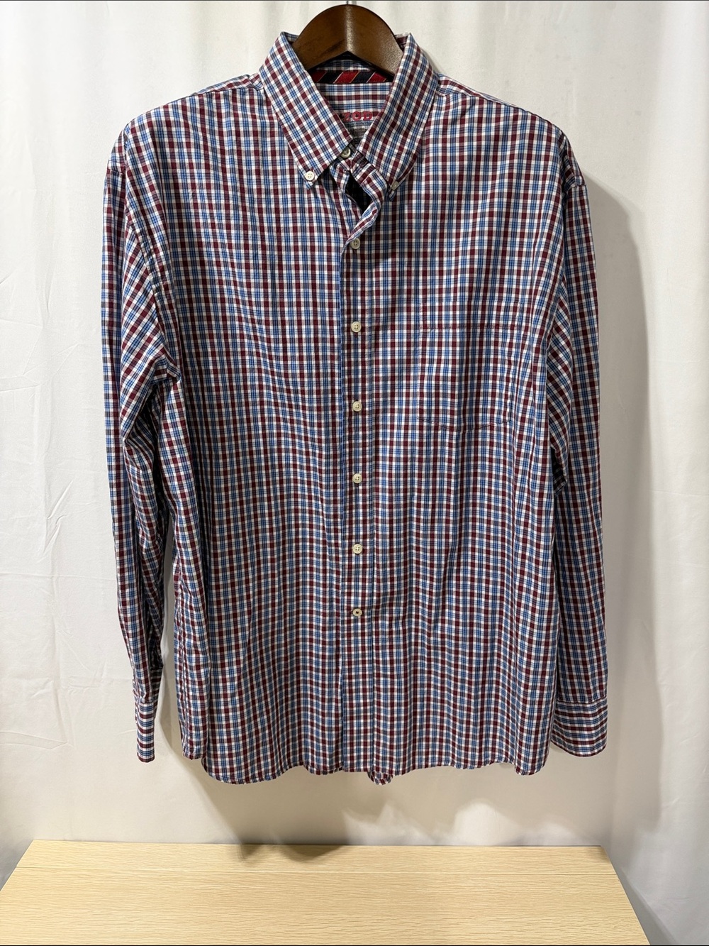 Izod Men's Button-Down Plaid Shirt - Blue & Red
